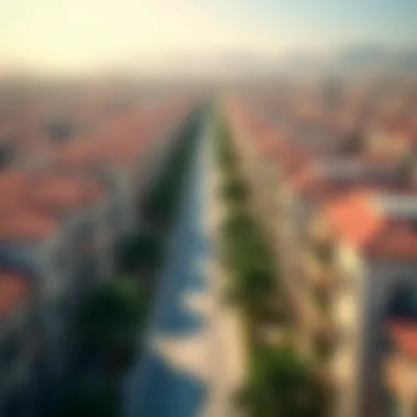 Aerial view of a bustling neighborhood in Dubai known for affordable rentals.