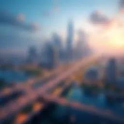 Aerial view showcasing the skyline of Sheikh Zayed Road