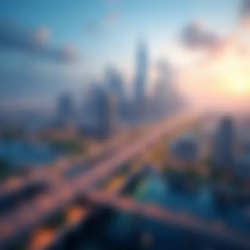 Aerial view showcasing the skyline of Sheikh Zayed Road