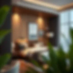 A cozy bed space in Khalifa City featuring modern decor