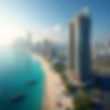 Aerial view of JBR Residence showcasing beachfront and skyline