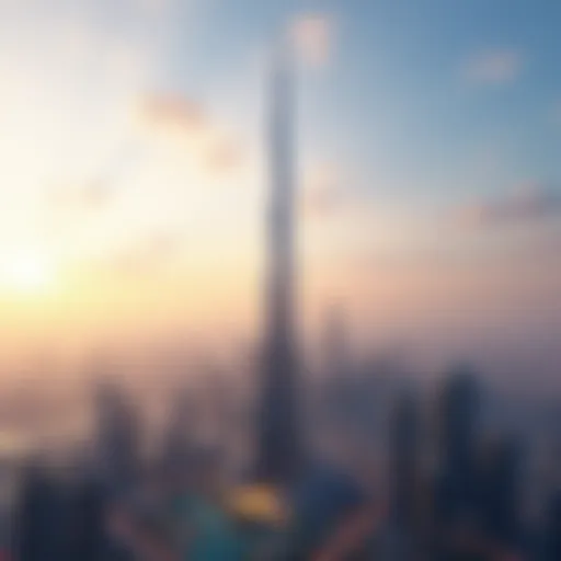 Panoramic view of Noor Tower against Dubai's skyline