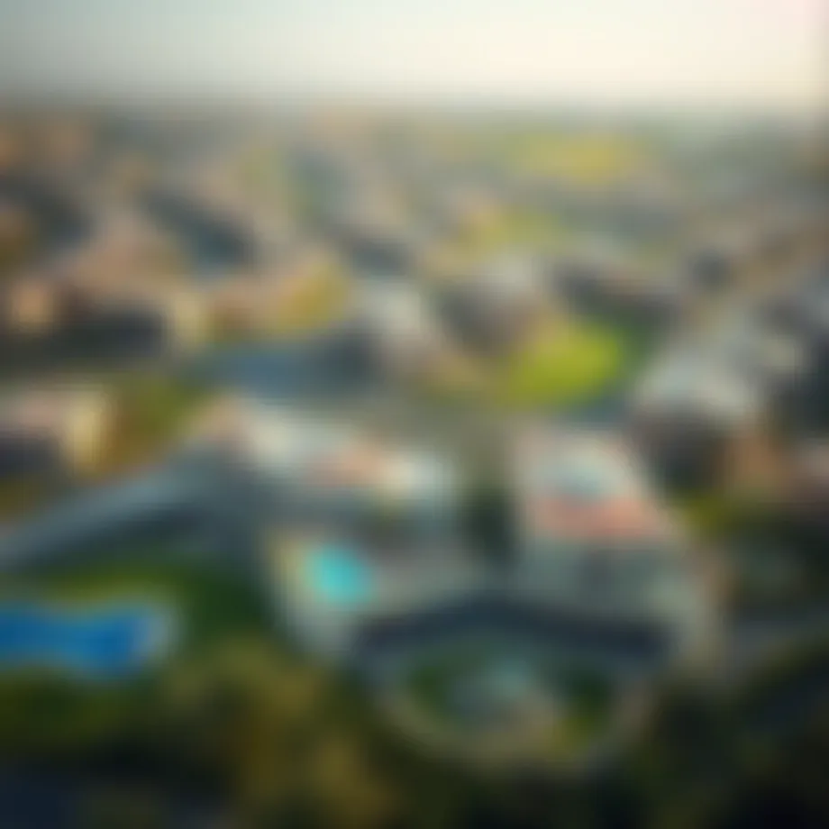 Stunning aerial view of Dubai Hills showcasing luxury villas and green spaces